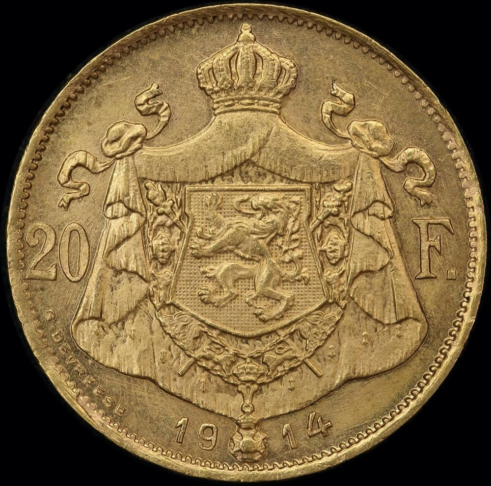 Belgium 1914 Gold 20 Francs KM#78 Uncirculated product image