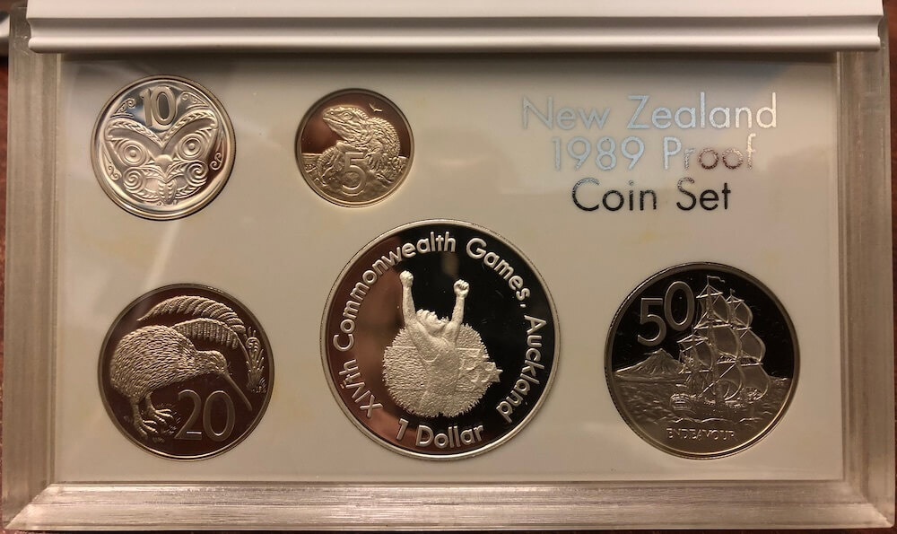 New Zealand 1989 Proof Coin Set Commonwealth Games inc Silver Dollar product image