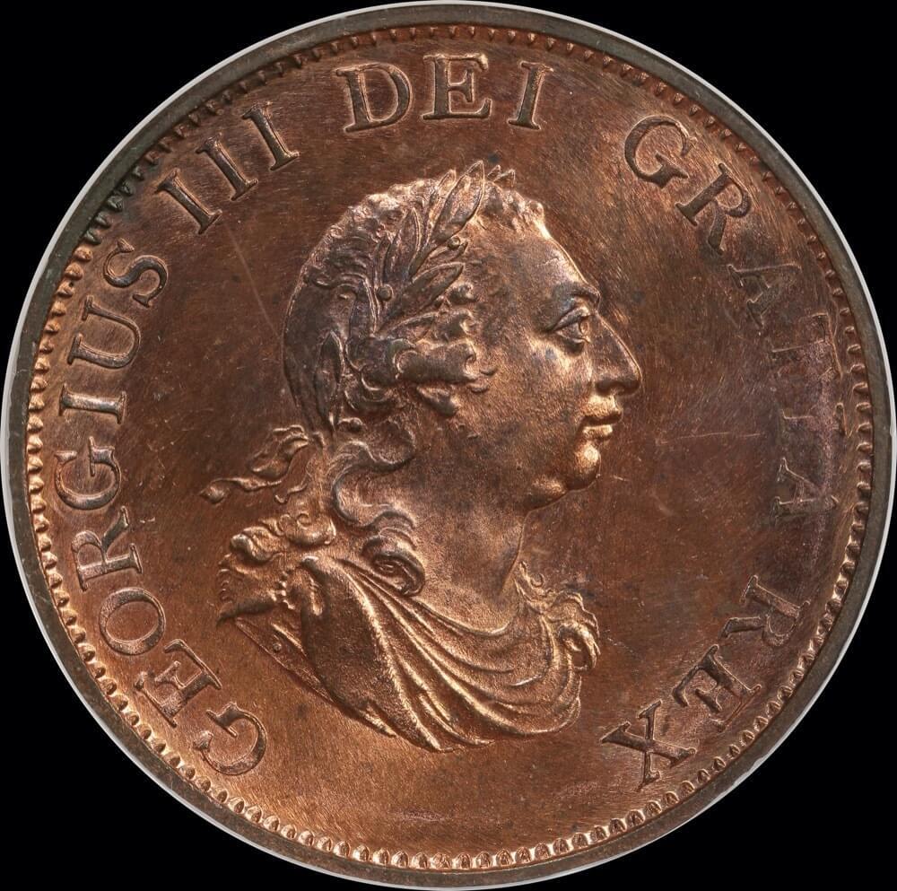 1799 Copper Halfpenny George III S# 3778 NGC MS66RB product image