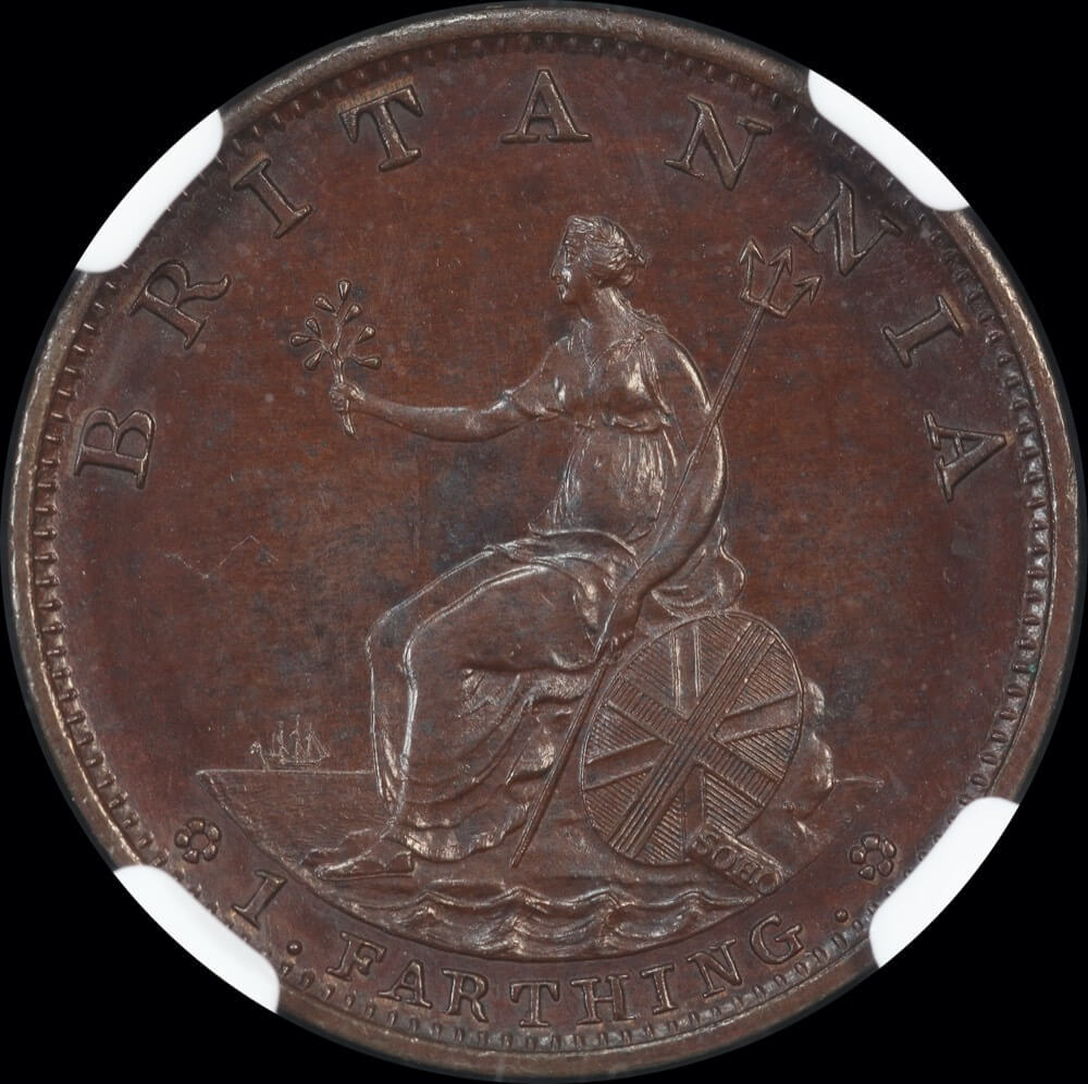 1799 Copper Proof Farthing George III S#3779 NGC PF63BN product image