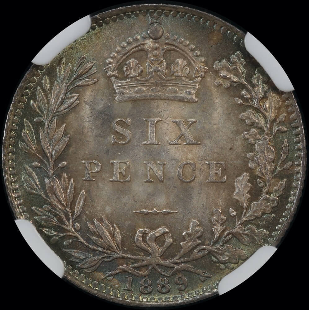 1889 Silver Sixpence Victoria S#3929 NGC MS65 product image