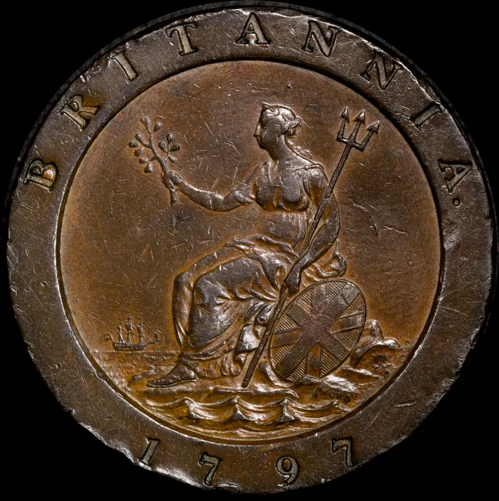 1797 Copper Twopence King George III S# 3776 good VF