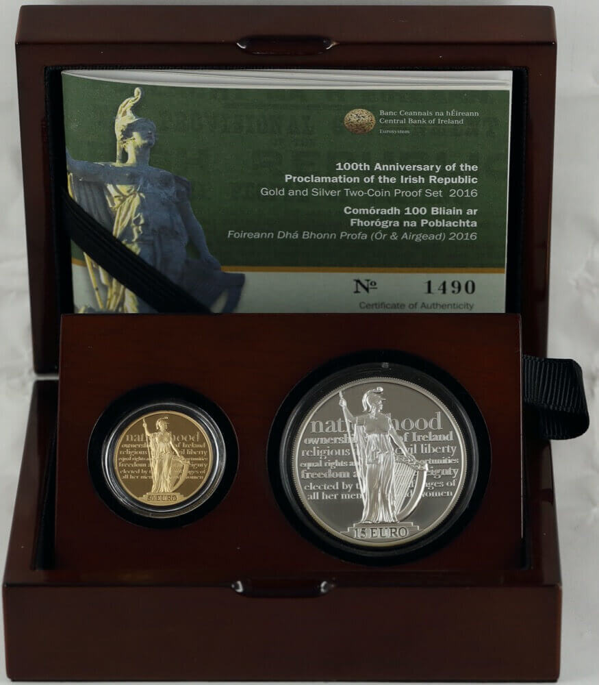 Republic of Ireland 2016 Gold and Silver Proof 2 Coin Set 100th Anniversary of Independence product image