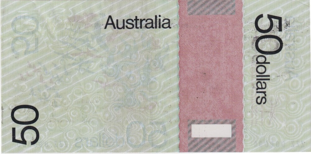 Australia 1977 50 Dollar Polymer Test Note Mark 4a about EF