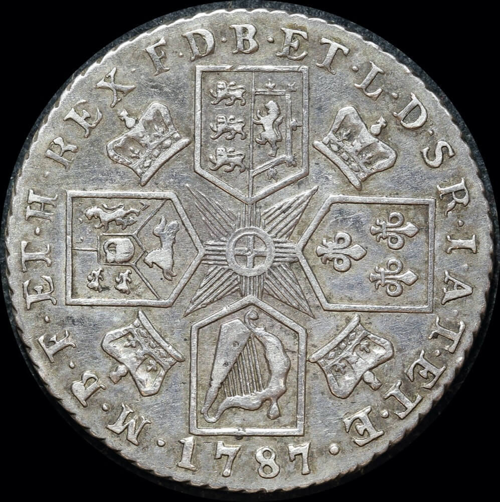 1787 Silver Shilling George III S#3743 With Semee good VF