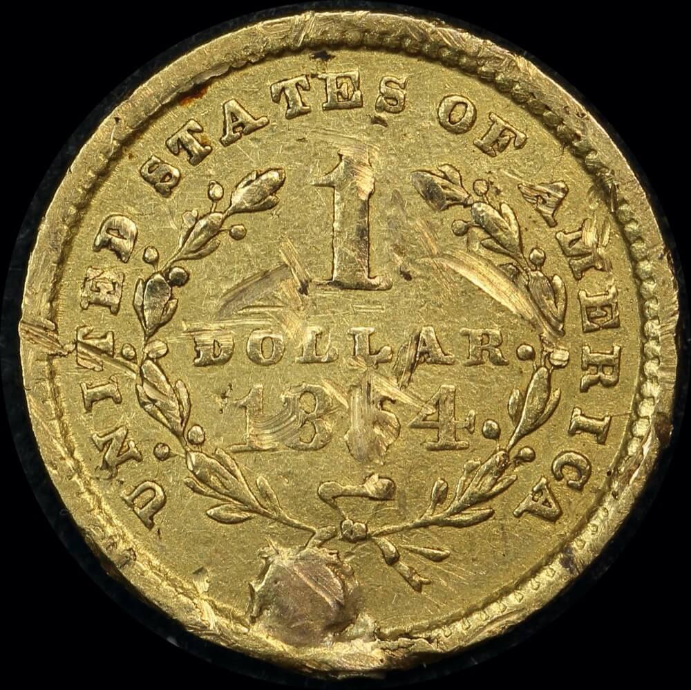 United States 1854 Gold Liberty Head Gold Dollar KM# 73 Good product image