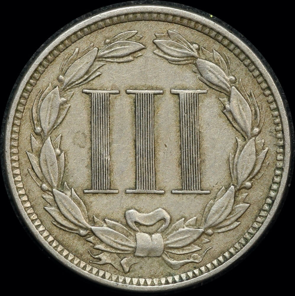 United States 1869 Nickel 3 Cents KM# 95 good EF product image