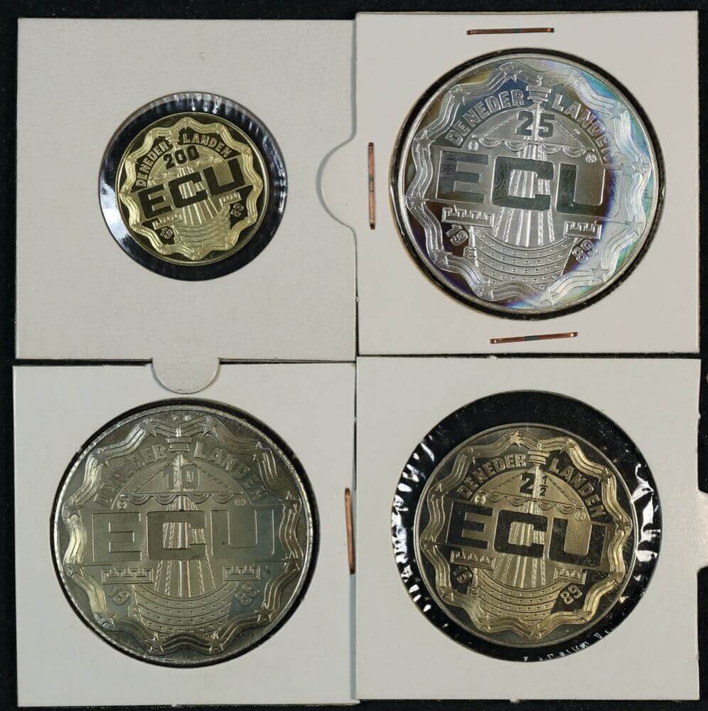 Netherlands 1989 Gold / Silver Proof 4 Coin Set X# 16-19.2 FDC product image