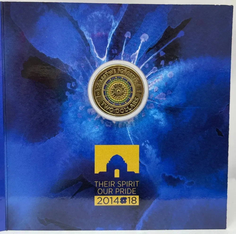 2017 2 Dollar Coin C Mintmark in Folder Lest We Forget 