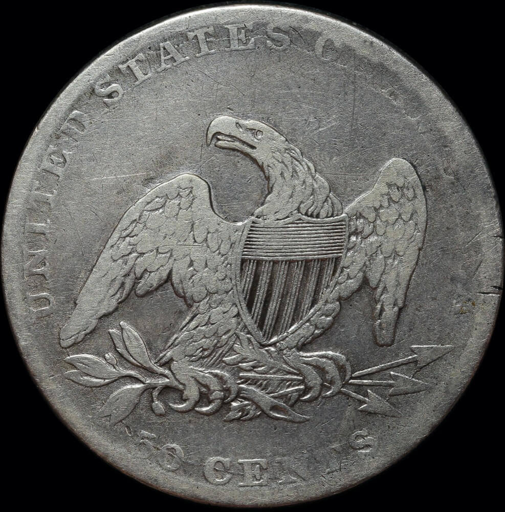 USA 1836 Silver Half Dollar Lettered Edge KM# 37 good VF product image