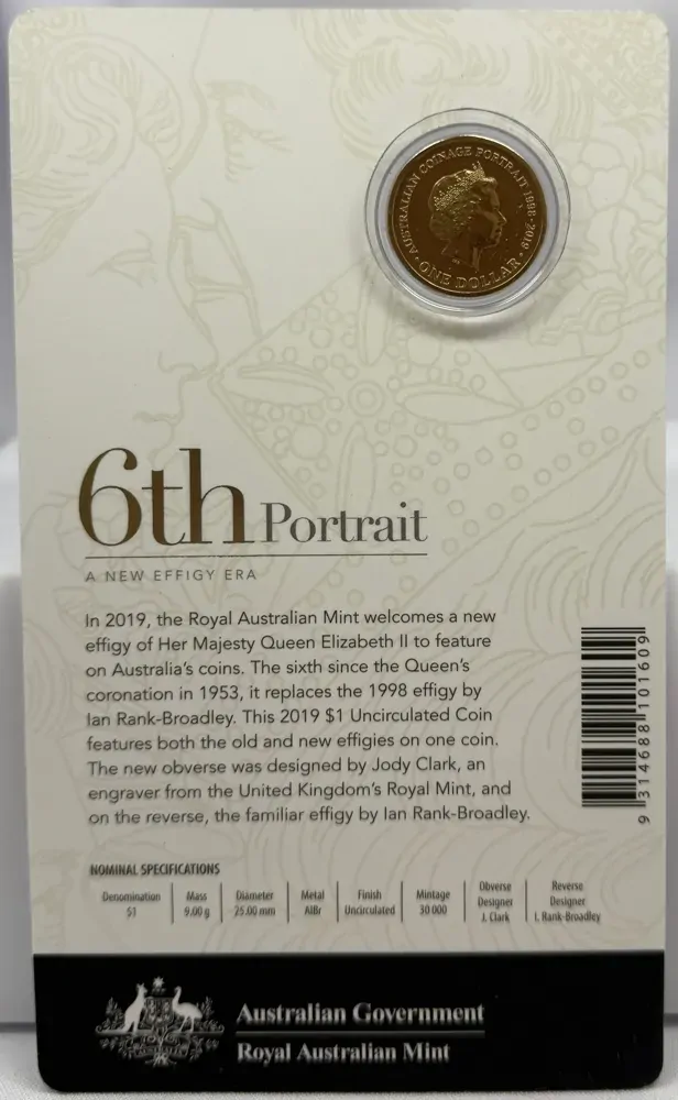 2019 1 Dollar Uncirculated Coin 6th Portrait A New Effigy Era product image
