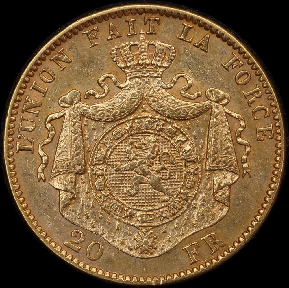 Belgium 1877 Gold 20 Francs KM#37 about Unc product image