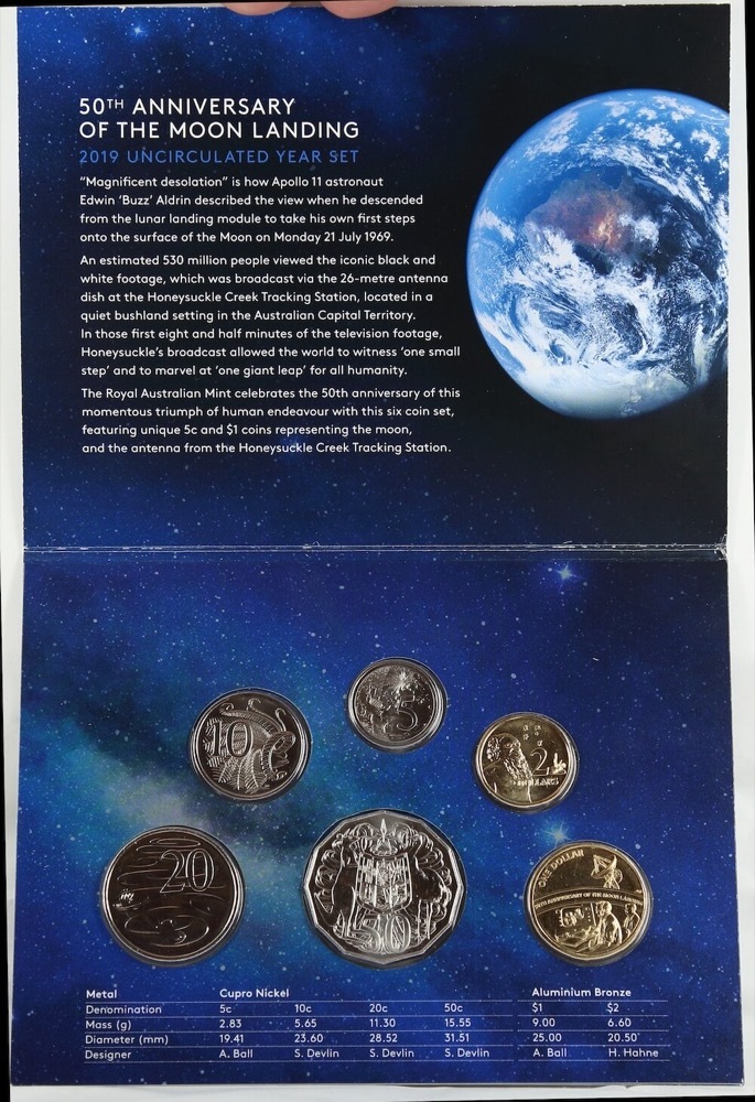 Australia 2019 Uncirculated Mint Coin Set Moon Landing product image