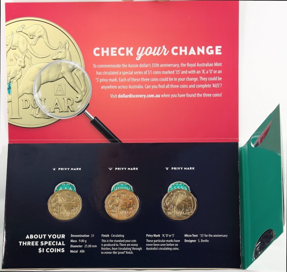 2019 Dollar Discovery $1 Coin Set Red Folder - AUS Privy Mark