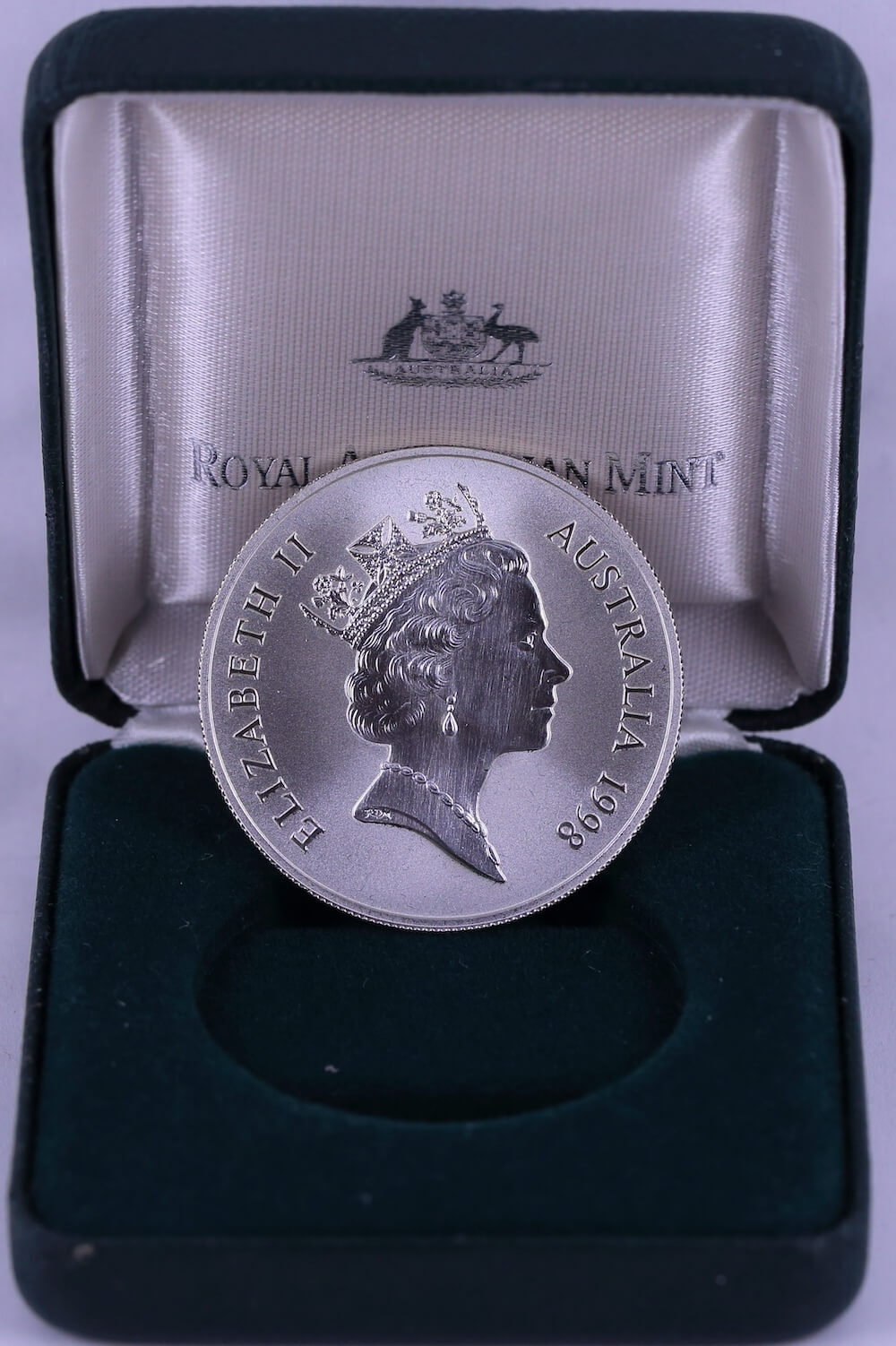 1998 One Dollar Silver Kangaroo Unc Coin In Box Bouncing Joey