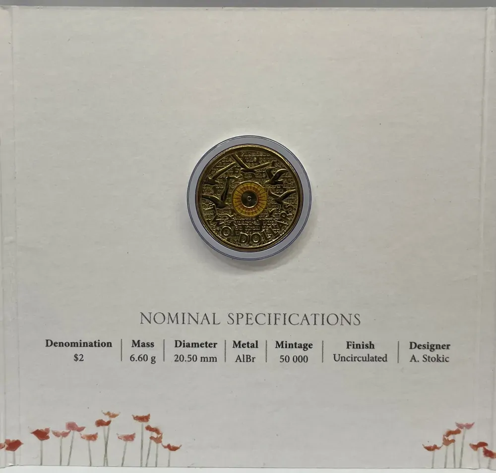 2015 2 Dollar Remembrance Day In Folder C Mintmark