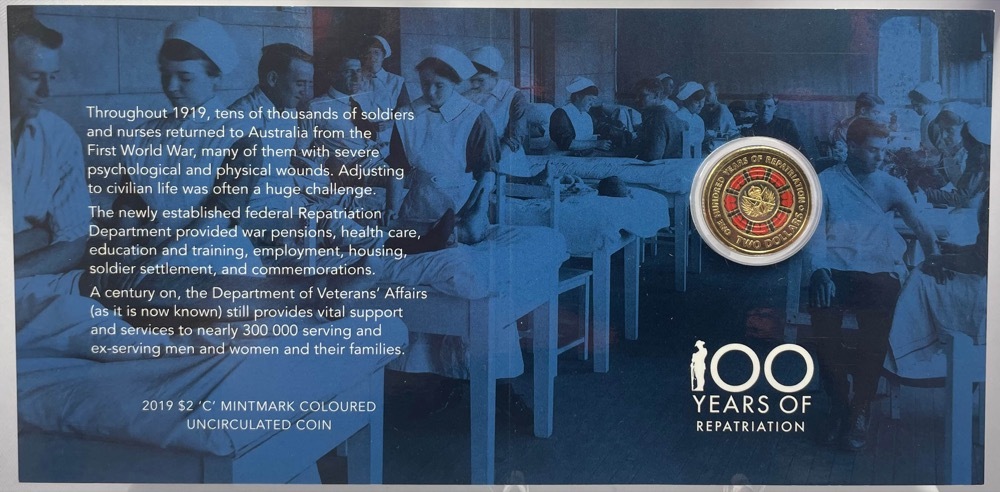 2019 Coloured Coin C Mintmark in Folder Repatriation Bring Them Home