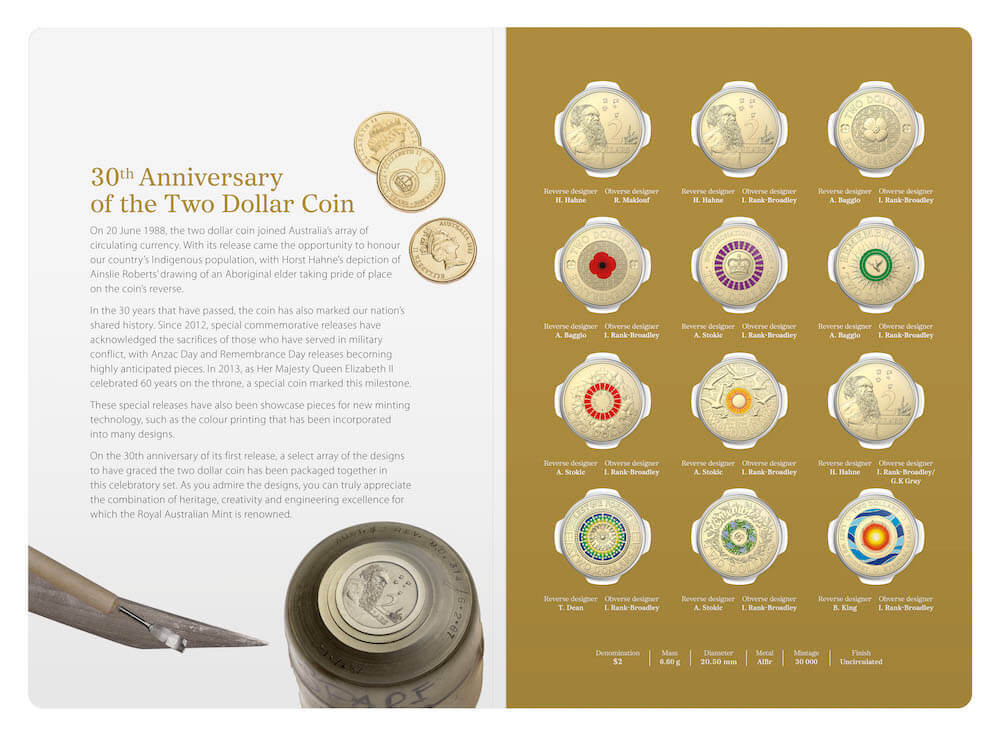 1988 - 2018 $2 Coin Collection 30th Anniversary Folder