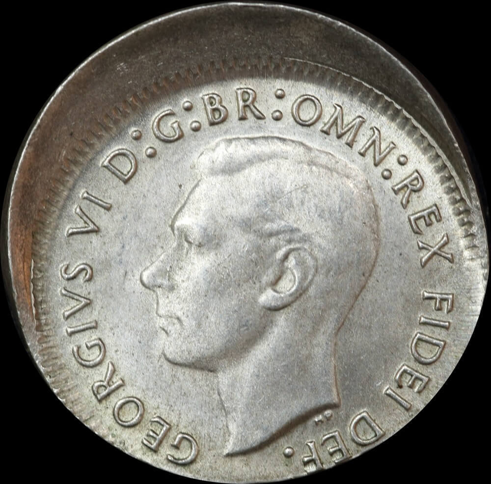 1952 Threepence 3mm Offstrike Error Uncirculated