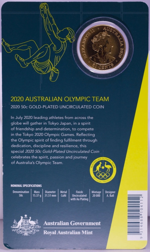 2020 Gold Plated 50 Cent Uncirculated Coin Olympic Team product image