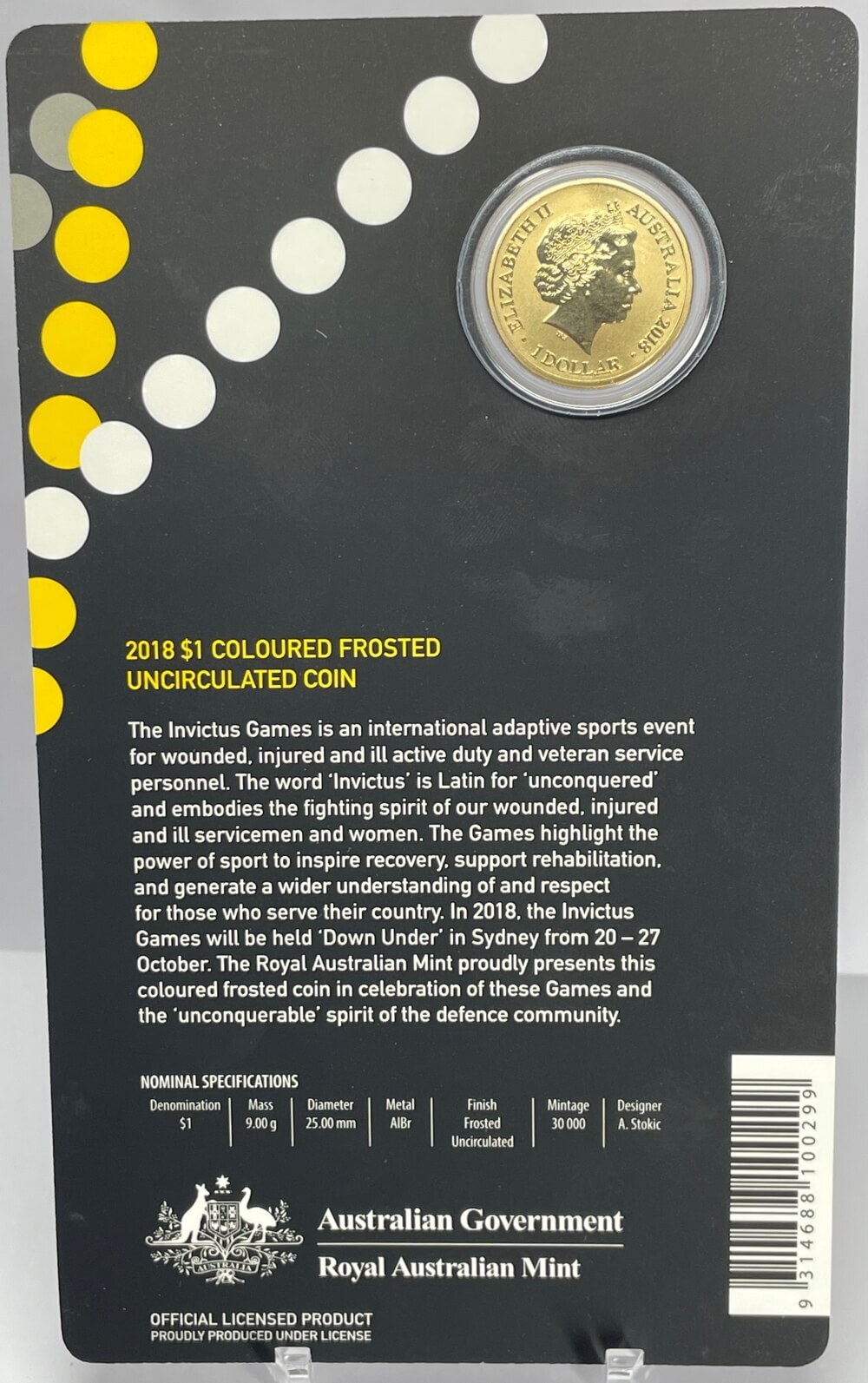 2018 1 Dollar Uncirculated Coin Invictus Games product image