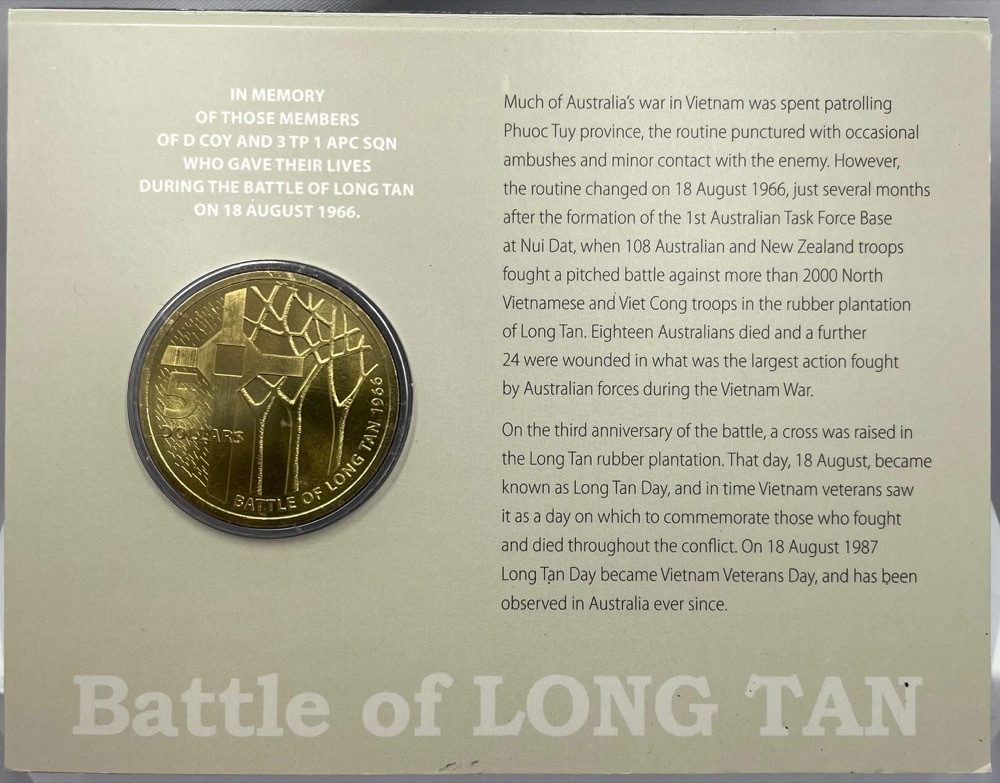 2016 Five Dollar Uncirculated Coin 50th Anniversary of the Battle of Long Tan