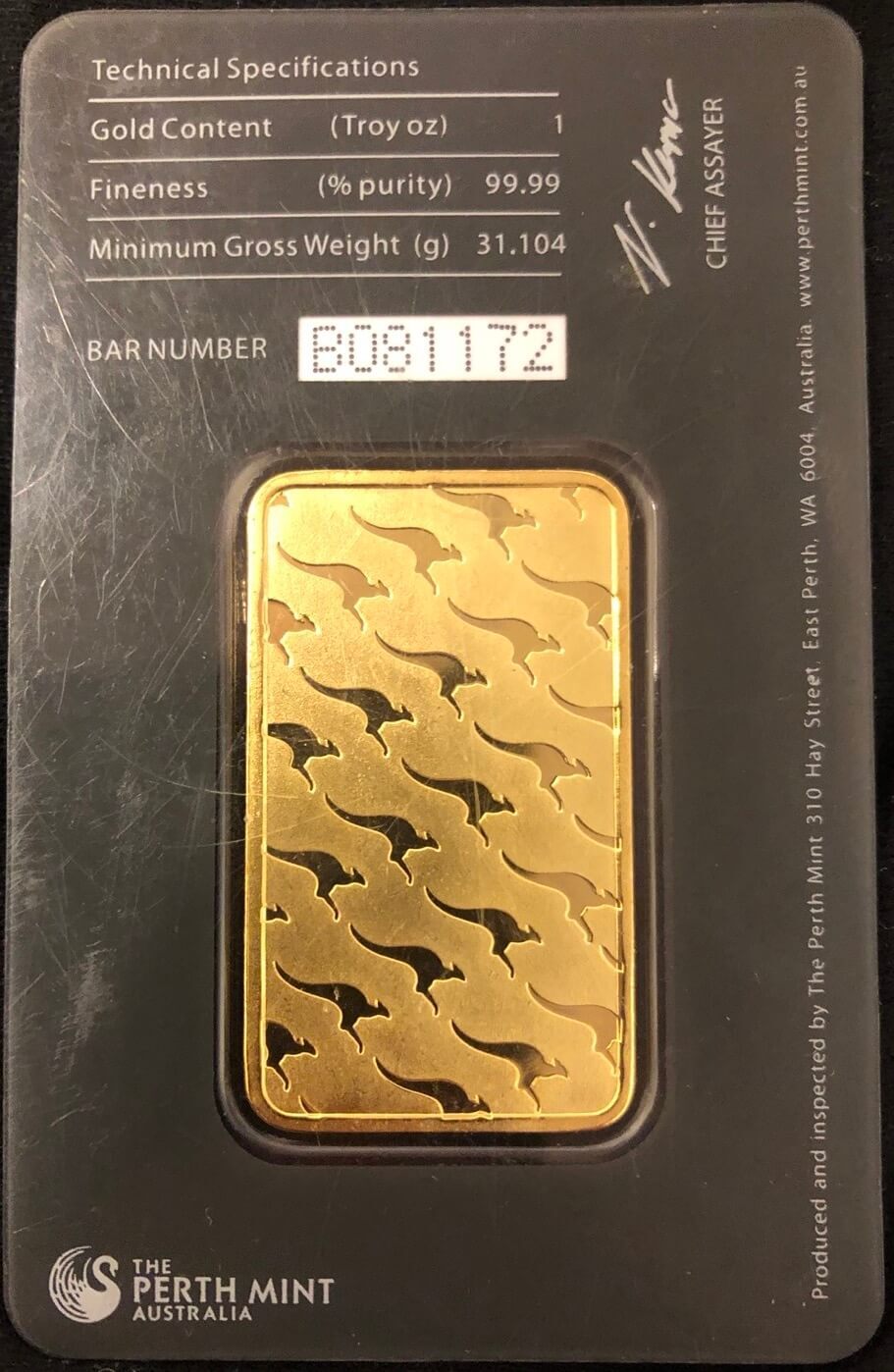 Perth Mint 99.99% 1ozt Pure Gold Minted Ingot