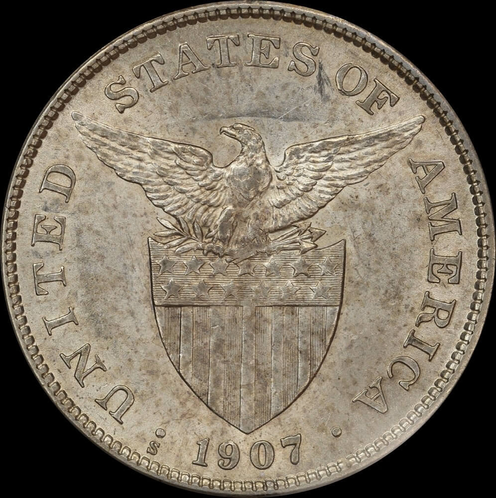 Philippines 1907-S Silver 1 Peso KM#168 PCGS AU55 product image