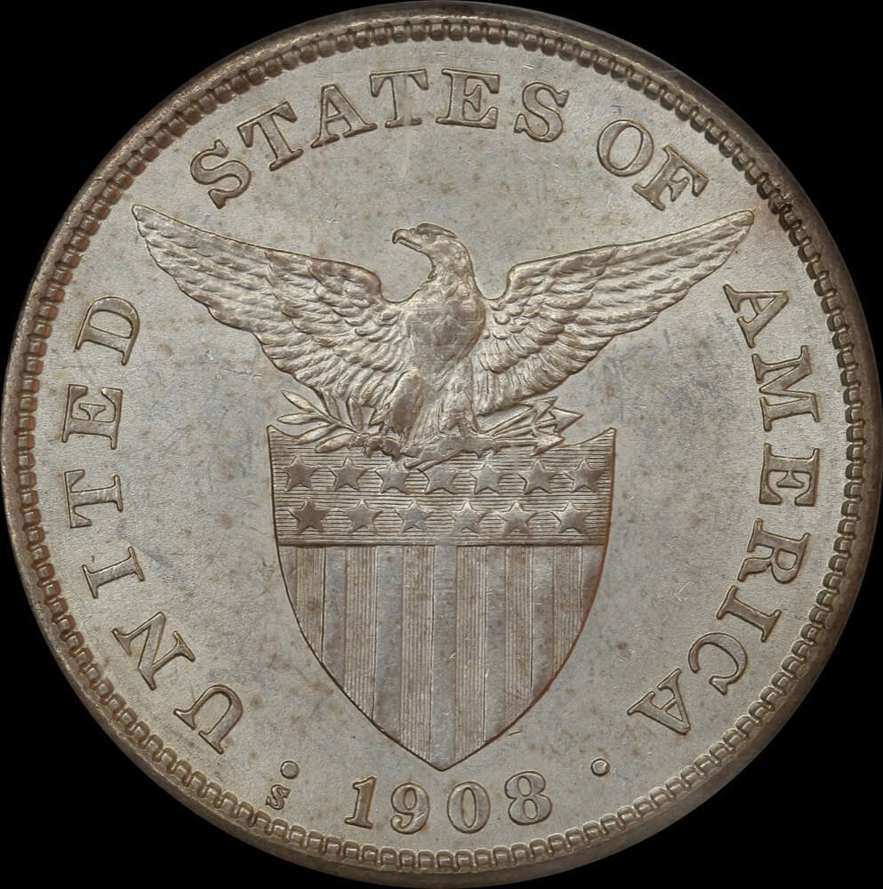 Philippines 1908-S Silver 1 Peso KM#168 PCGS AU55 product image