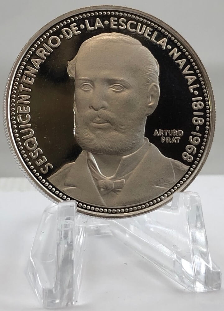 Chile 1968 Silver Proof 5 Pesos - Naval Academy KM# 182 FDC product image