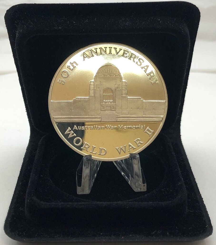 World War II 50th Anniversary Silver Medallion 1991 Australian War Memorial FDC product image