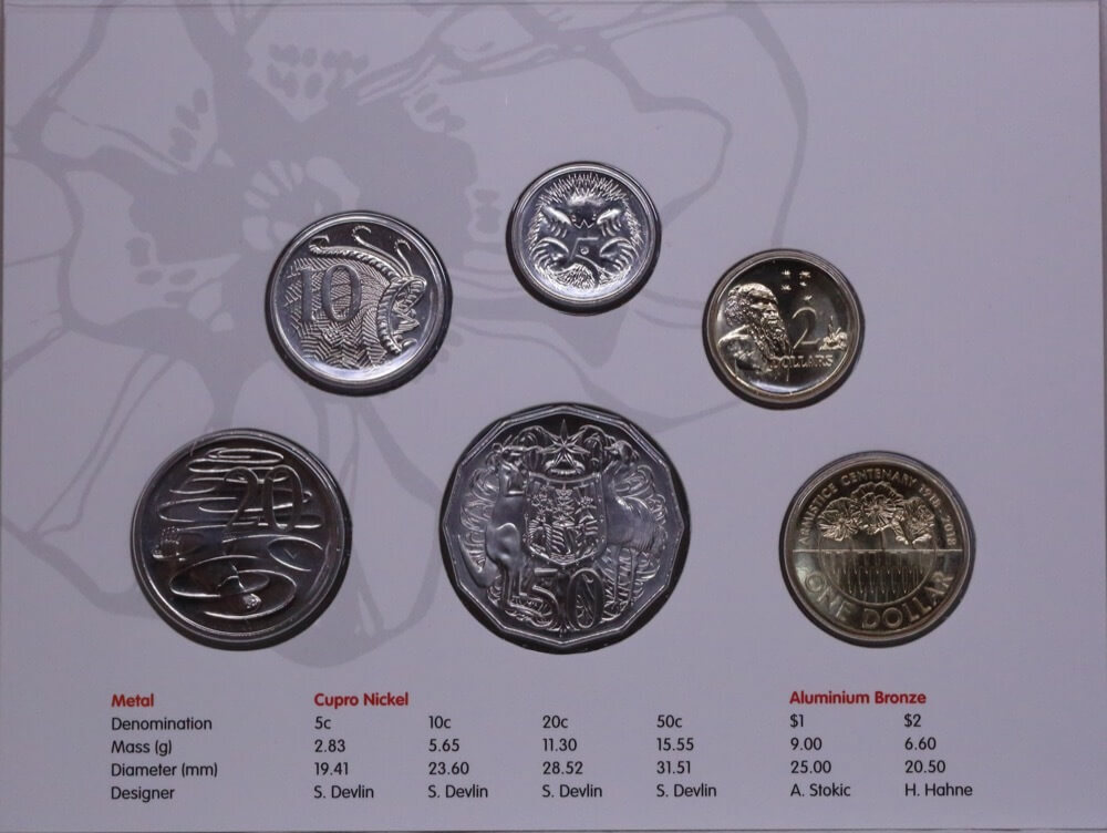 Australia 2018 Uncirculated Mint Coin Set - Armistice Centenary