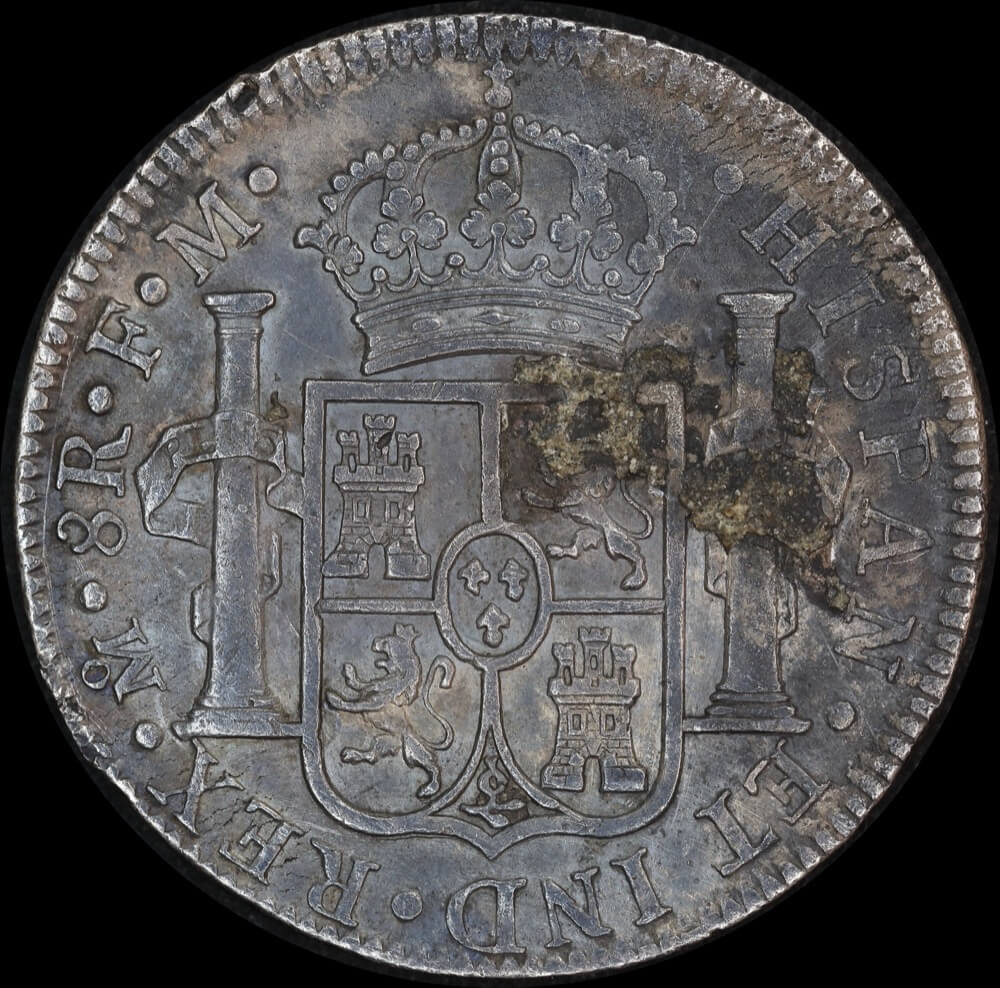 Mexico 1793 Silver 8 Reales ex Rapid shipwreck KM# 109 about VF