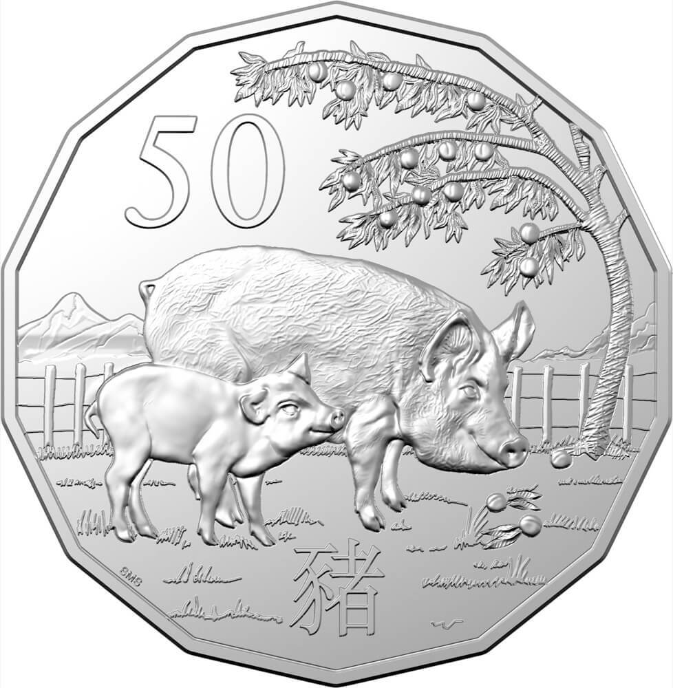2019 50 Cent Tetradecagon Coin Lunar Year of the Pig product image