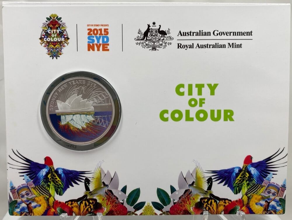 2016 $1 Coloured Silver Frosted Uncirculated Coin New Year's Eve product image