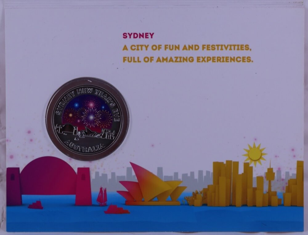 2015 $1 Coloured Silver Frosted Uncirculated Coin New Year's Eve product image