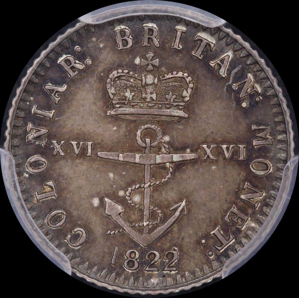 British West Indies 1822 Silver One Sixteenth Dollar KM# 1 PCGS MS63 product image