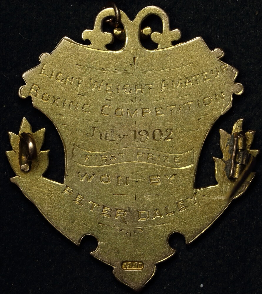 1902 Gold Fob Peter Daley Lightweight Amateur Boxing Competition