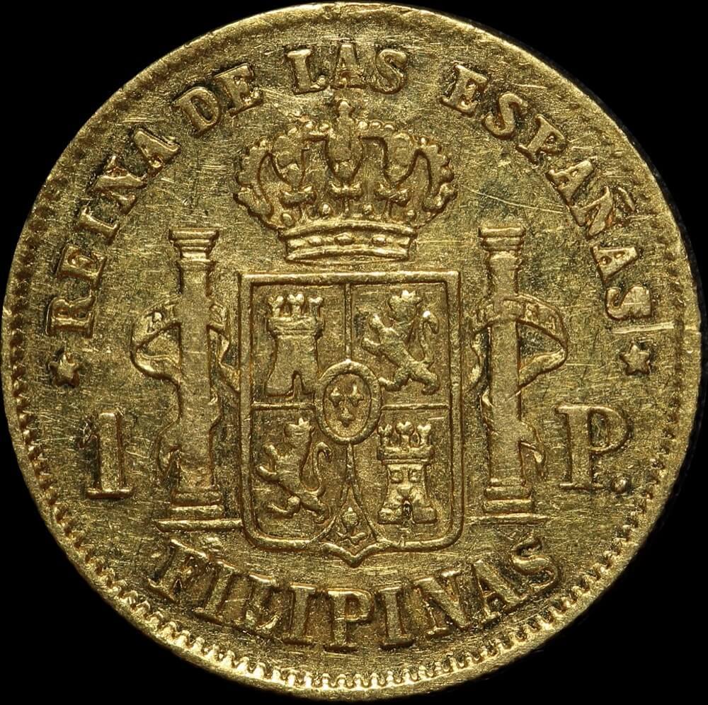 Philippines 1863 Gold 1 Peso KM# 142 Good VF product image