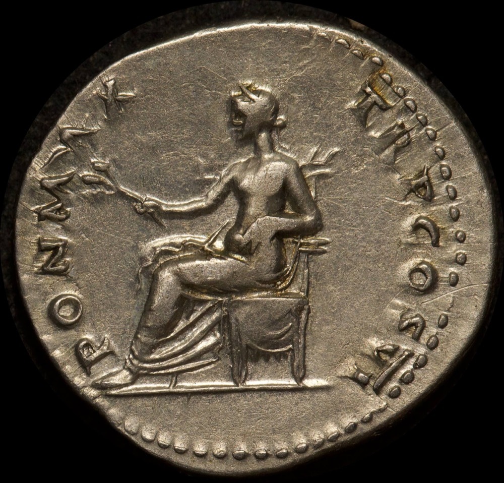 Ancient Rome (Imperial) 69 ~ 79AD Vespasian Silver Denarius Pax RIC 2/29 about EF