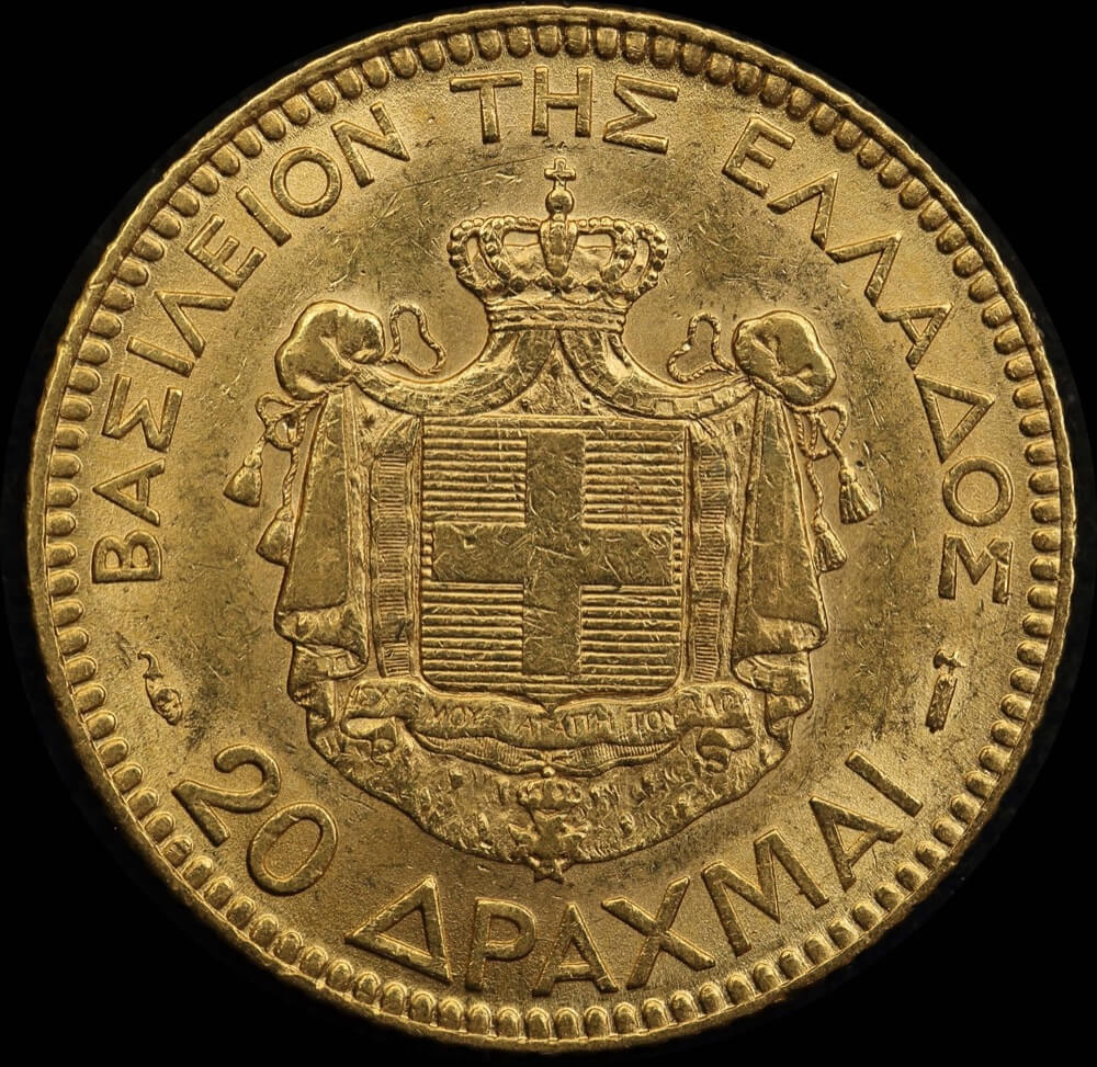 Greece 1884 Gold 20 Drachma KM# 56 good EF product image