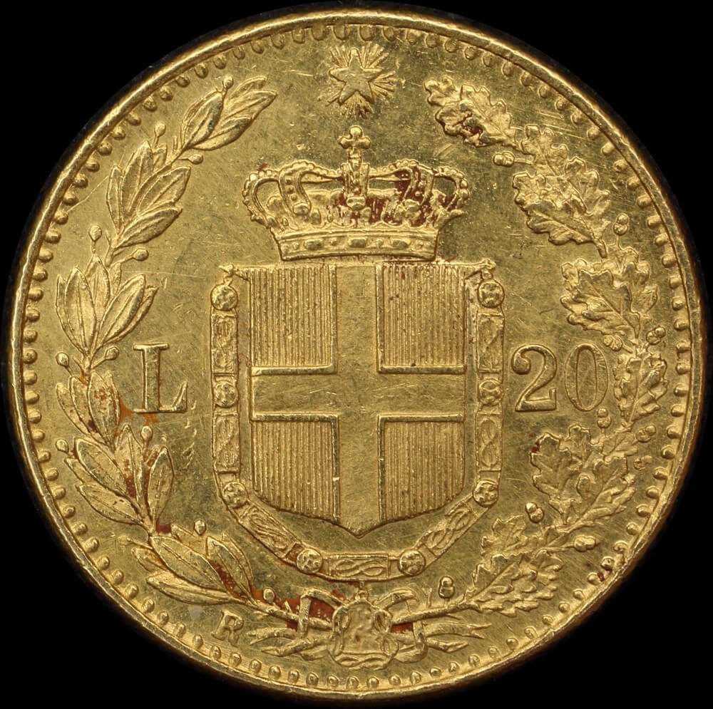 Italy 1891 Gold 20 Lire KM# 21 about Unc product image