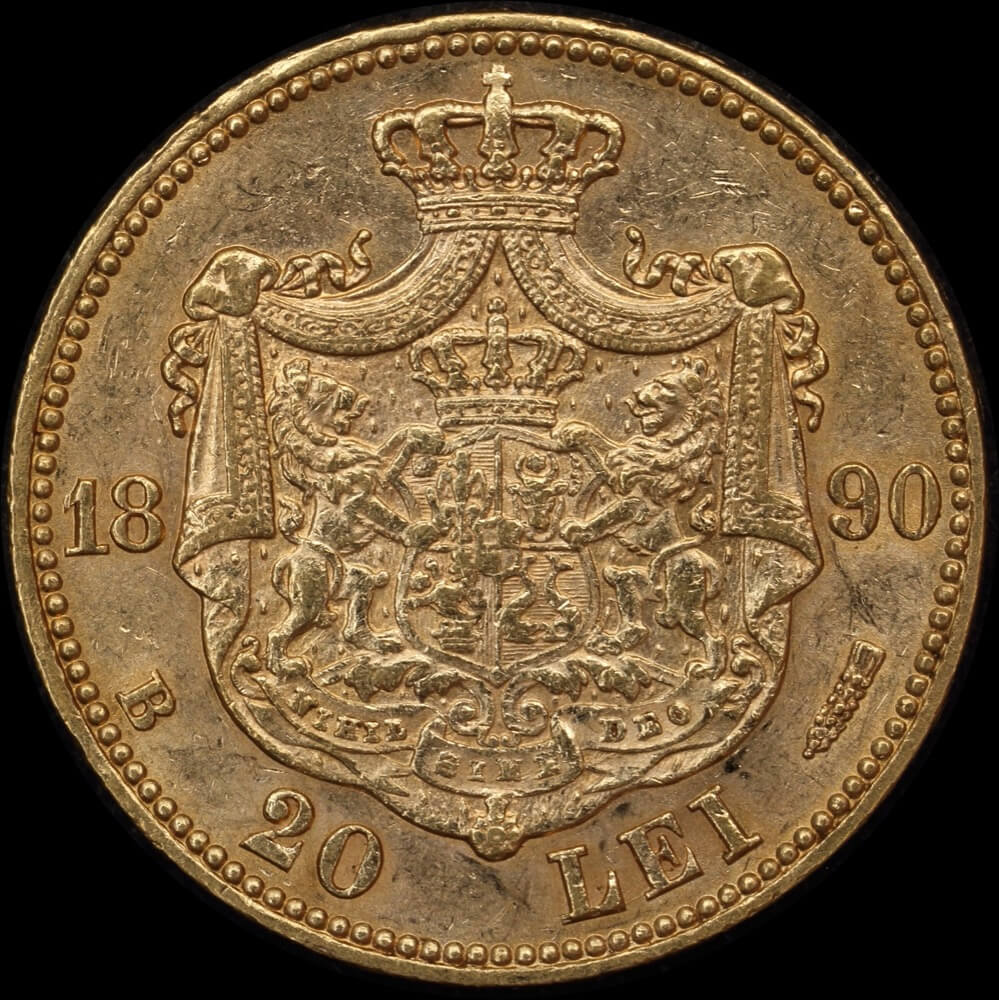 Romania 1890 Gold 20 Lei KM# 20 about Unc product image