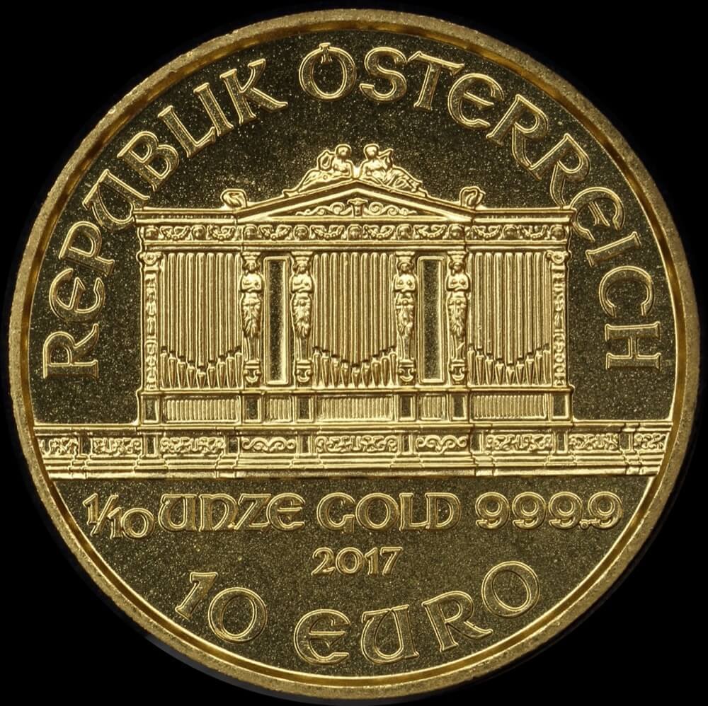 Austria 2017 Gold 10 Euro Philharmonic KM# 3092 Uncirculated product image