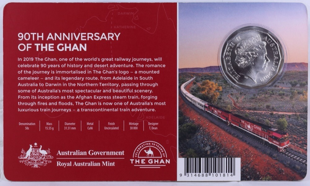 2019 Coloured 50 Cent Uncirculated Coin The Ghan product image