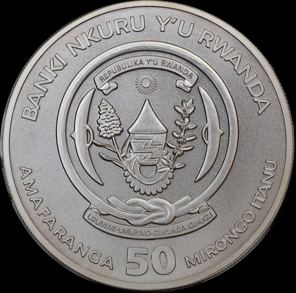 Rwanda 2012 Silver 50 Francs Rhino Uncirculated product image