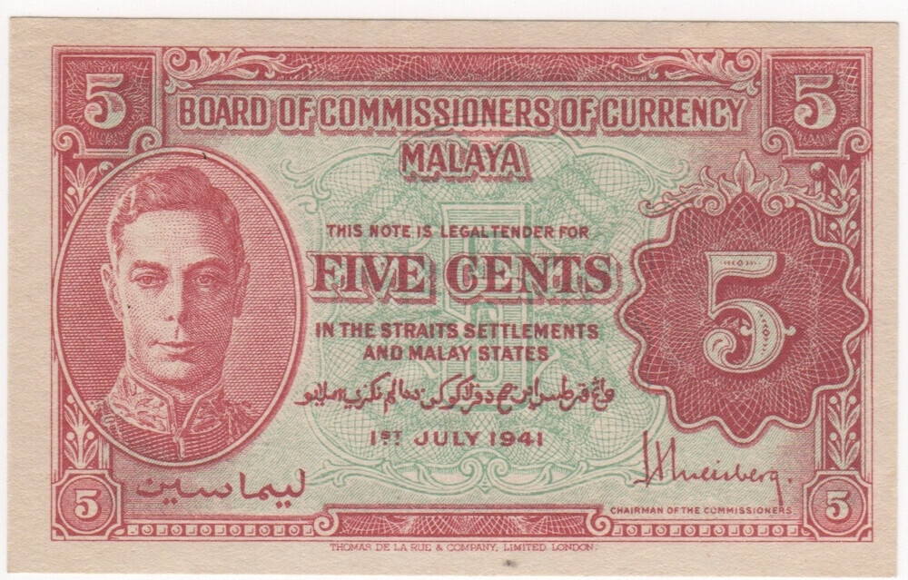 Malaya 1941 5 Cents P# 7 Uncirculated product image