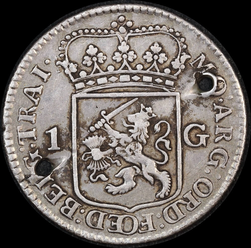 Netherlands (Utrecht) 1780 Silver Guilder 102.3 Holed Very Fine