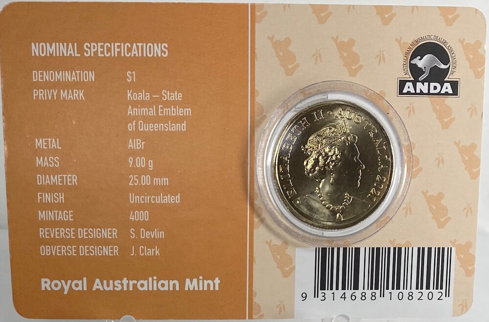 2021 1 Dollar Uncirculated Coin ANDA Brisbane Money Expo Koala Privy Mark product image