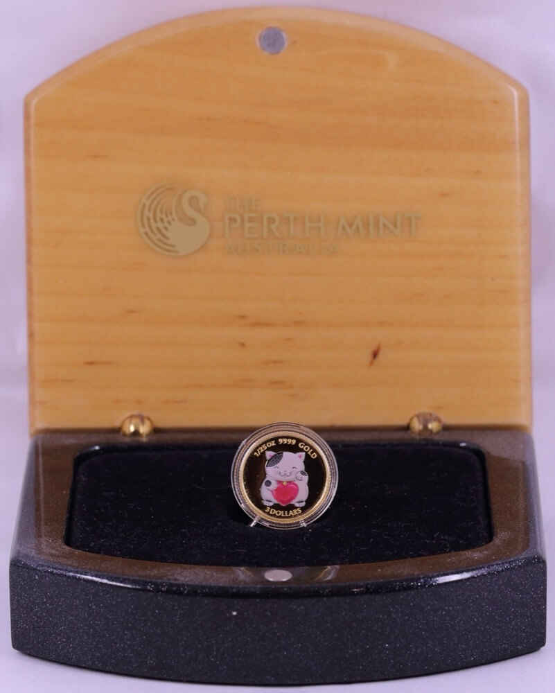 Tuvalu 2008 3 Dollar Gold 1/25oz Proof Coin Lucky Waving Cat product image